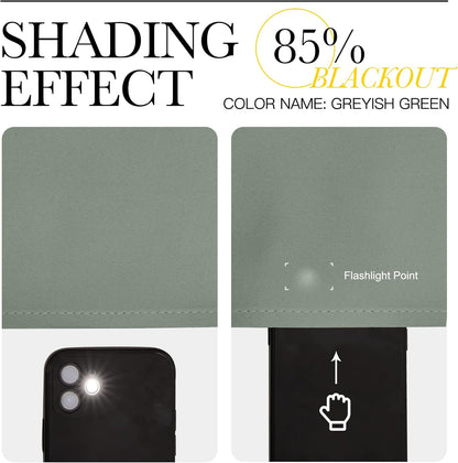 NICETOWN Greyish Green Blackout Curtains - 86" Long | Sound Reducing & Energy Efficient | 55" Wide, 2 Panels