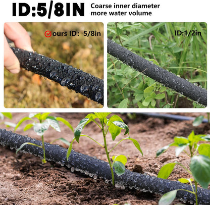 5/8 10 3 Pack, 10 3 Pack Soaker Hose ft Heavy Duty Garden Soaker Hoses with Solid Brass Fitting, Rubber Drip Hose