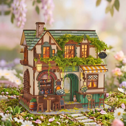 Lynnuo No Glue Needed DIY Miniature House Kit for Adults & Beginners,Whispering Woods Cottage 3D Wooden Puzzle Bookend, Satisfying Snap-Fit Assembly (185 Pcs,2.5 Hour Build)