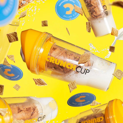 CRUNCHCUP XL - Portable Plastic Cereal Cups for Breakfast On the Go, To Go Cereal and Milk Container for your favorite