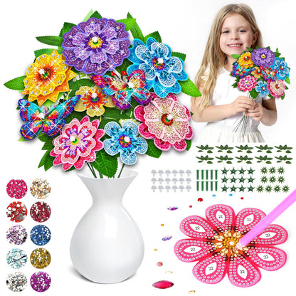 Flower Arts and Crafts for Kids ages 8-12: Double-layer Butterfly Diamond Art Kits for Kids Girls Toys age 6-8, Gem Art Small Diamond Painting Gifts for 6 7 8 9 10 11 12 Year Old Girl Birthday Gift