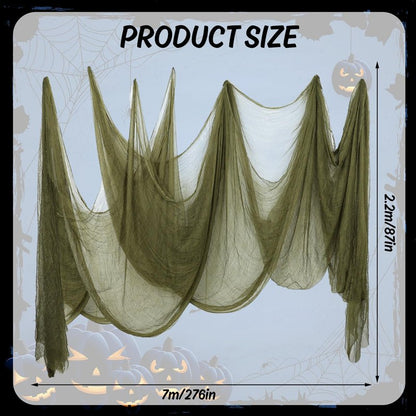 Whaline Halloween Olive Green Creepy Cloth 276 x 87 Inch Spooky Gauze Clothes Halloween Scary Decoration for Haunted Houses Party Supplies Indoor Outdoor