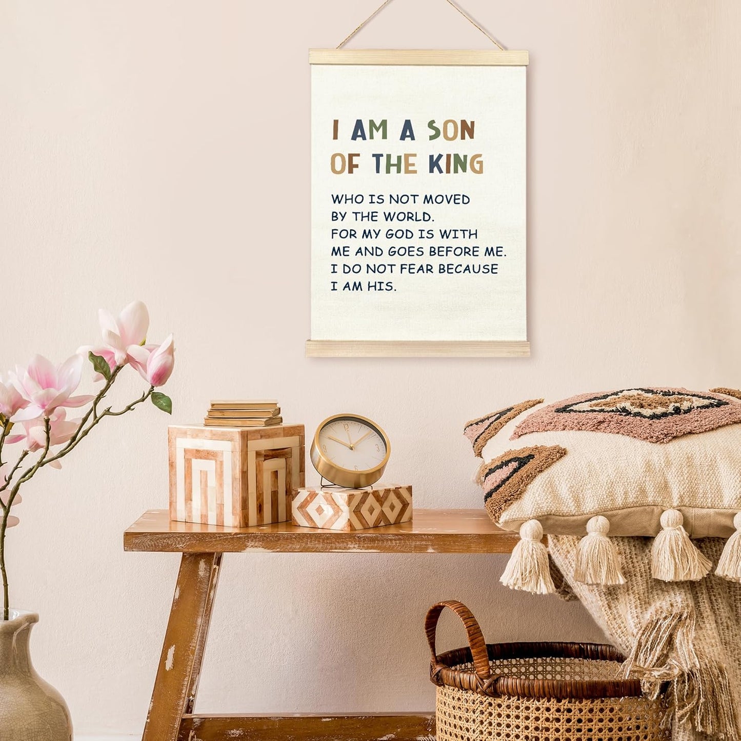 12X16 TAEDIN Christian Baby Boy Room Poster Hanger Frame, Faith Scripture Wood Wooden Canvas Artwork Print, Positive