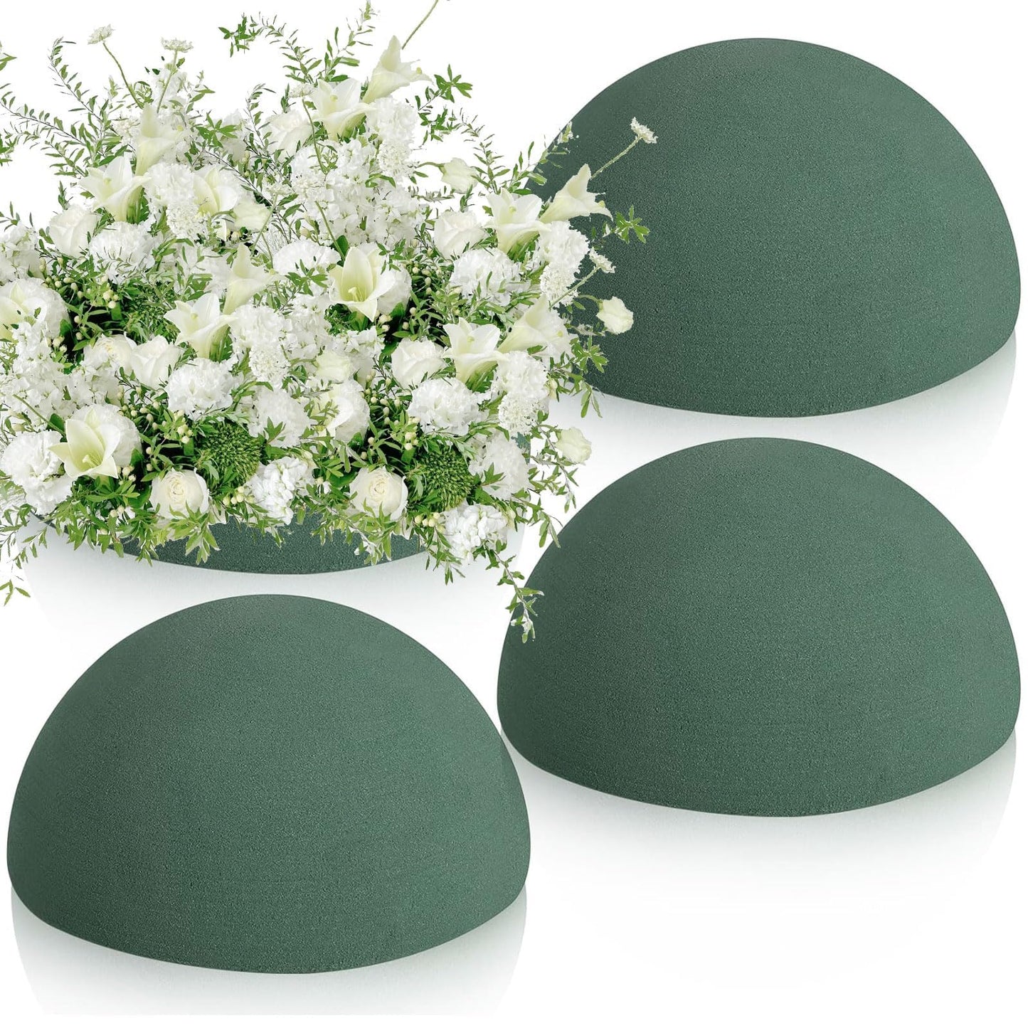 STEFORD 4 PCS Round Floral Foam Blocks Half Balls, Wet & Dry Green Flower Foam for Fresh and Artificial Flower Arrangements (7.5 x 3.7 Inches)