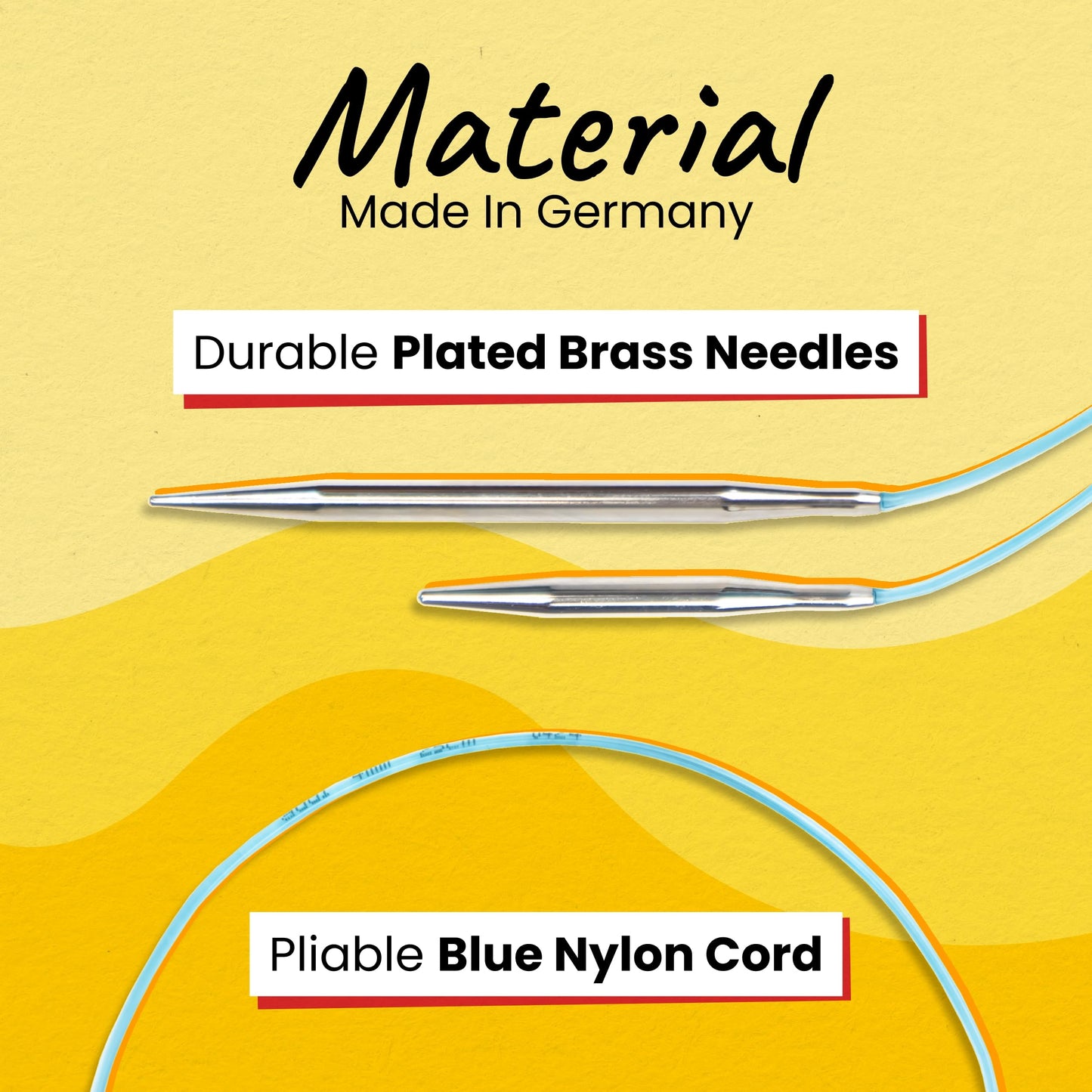 skacel by addi EasyKnit Rocket Circular Knitting Needles, 10 Inch (25 cm) Short Plated Brass Round Needle Set with Flexible Nylon Cord, 3 mm (US Size 2)