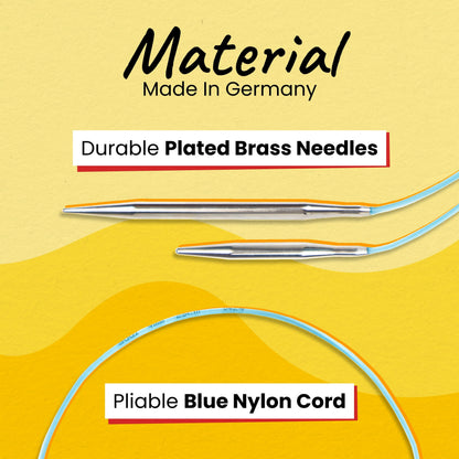 skacel by addi EasyKnit Rocket Circular Knitting Needles, 10 Inch (25 cm) Short Plated Brass Round Needle Set with Flexible Nylon Cord, 3 mm (US Size 2)