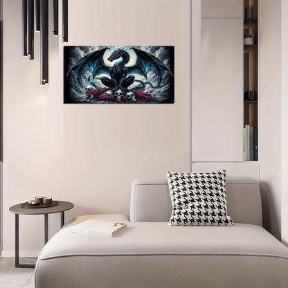 KUFWKEY 5D DIY Dragon Diamond Painting Kits for Adults,Fantasy Animal Art,Skull Gothic Art,Full Round Diamond Art Kits,Diamond Mosaic Emboridery for Home Decor,Big Size 27.5 x 15.7 inches