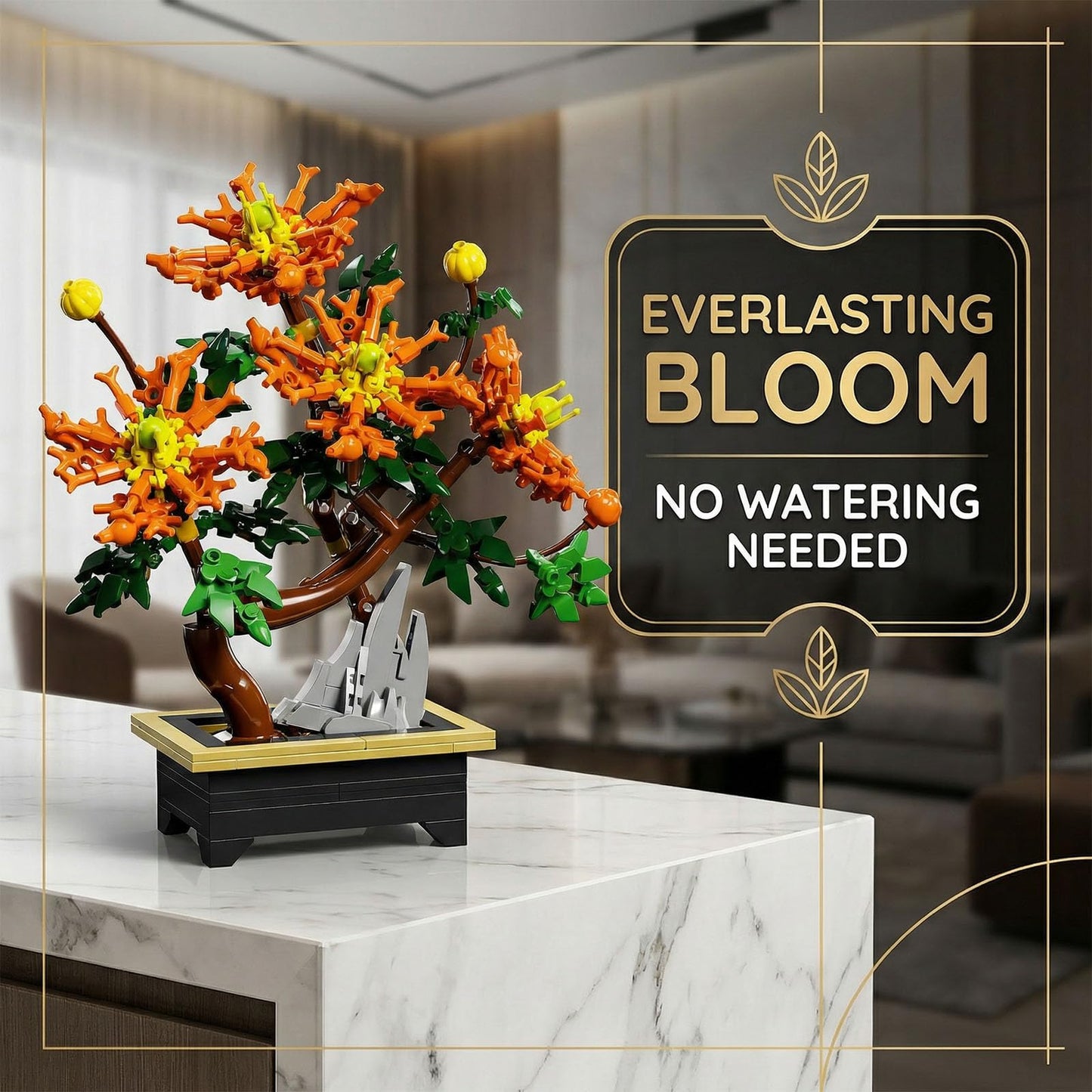 FNSJFYZS Chrysanthemum Building Set, Artificial Flower Bonsai Model Kit for Adults, Creative Botanical Collection, Home Office Desk Decor, DIY Craft Kit, Birthday Gifts (450 Pcs)