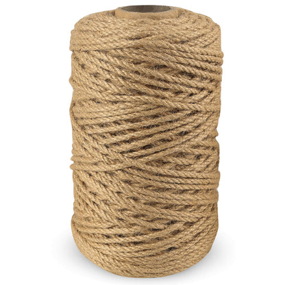 4mm Natural Jute Rope, 328Ft Heavy Duty Thick Jute Twine,Hemp Twine String for Artworks,Cat Scratching Post,DIY Crafting,Gardening,Bundling,Camping,Gift Wrapping,Home Decoration (4MMx328Ft/100M)