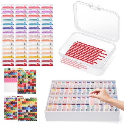 Glotrove Diamond Art Storage Containers Trays, 60pcs Diamond Painting Trays with Lids, 2-in-1 Beads, Gems & Drills Storage and Line-Up Accessories for Diamond Painting