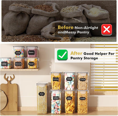24 24 SNSLXH Airtight Food Storage Containers with Lids, pcs Plastic Pantry Organizers and Storage Canisters