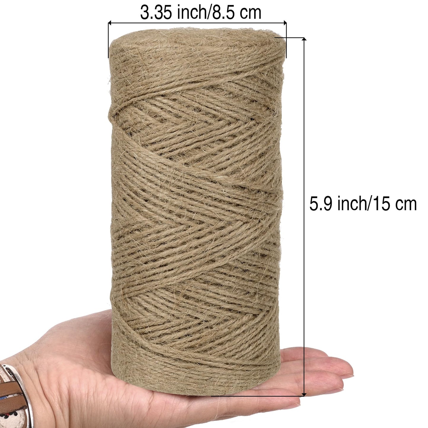 Jute Twine 2mm 4000 Feet Long Natural Jute Twine String for Garden, Crafts, Plant Tying, Gift Packing, DIY Projects(5Rolls, 800Feet/Roll)