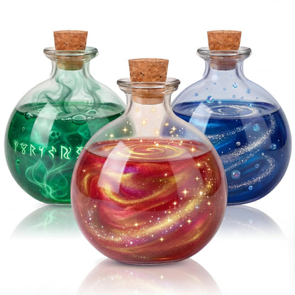 Tessco for you 3 Pcs Round Glass Bottles 8.5 oz Potion Bottles Clear Spherical Decorative Jars for Liquor Candy Potpourri Halloween Christmas Decoration DIY Art Crafts Gift(Classic)