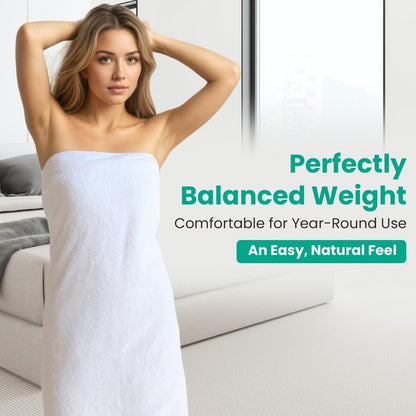 Velqora Bath Towels 4 Pack, Large 30 x 60 Inches, 100% Cotton Towels, Balanced Weight, Soft and Absorbent for Bathroom, (White)