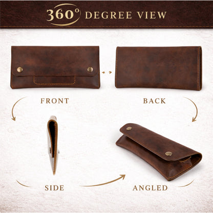 TheAntiq Leather Money Bag Currency Organiser Pouch, Dollar Bills Holder, Bills Organizer with Mobile Pocket, Money Envelope For Men and Women (Brown)