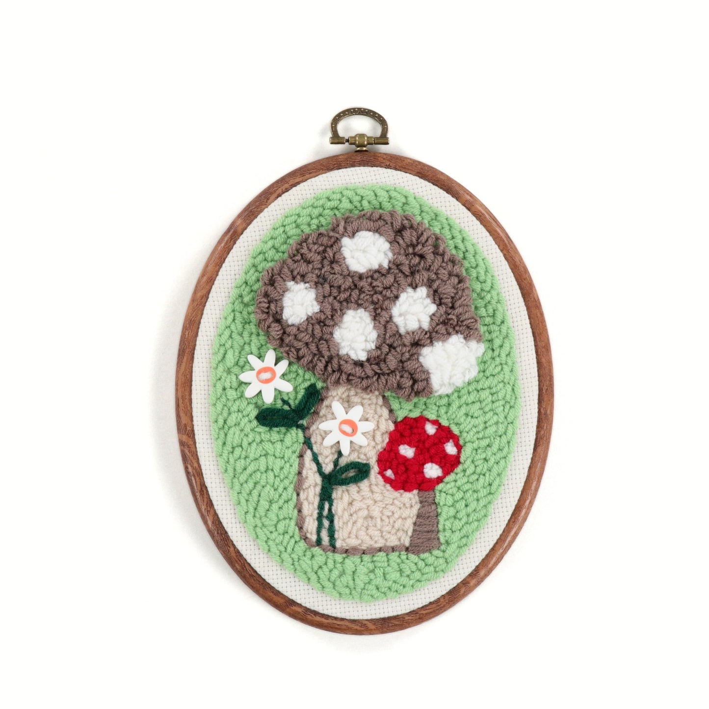 Kimberbell Punch Needle Kit – Mushroom Meadow - Complete DIY Embroidery Kit with Tool, Monks Cloth, Yarn, Frame & Embellishments – Punch Needle Design for Home Décor & Gifts