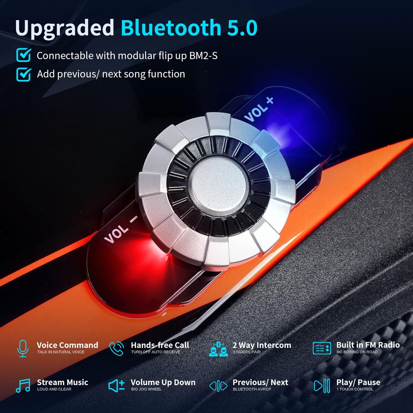 Bluetooth Motorcycle Helmet FreedConn BM12 DOT Full Face Bluetooth Helmets Motorcycle Dual Visor Helmet with Integrated Intercom System/ 2~3 Riders Pair/ 500M/ FM/ MP3/ Voice Dial (Multi-Color, XXL)