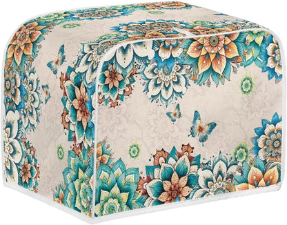 2 Slice Toaster Covers Boho Butterfly Print, Washable Kitchen Appliance Protector, Anti-Sputtering Cover