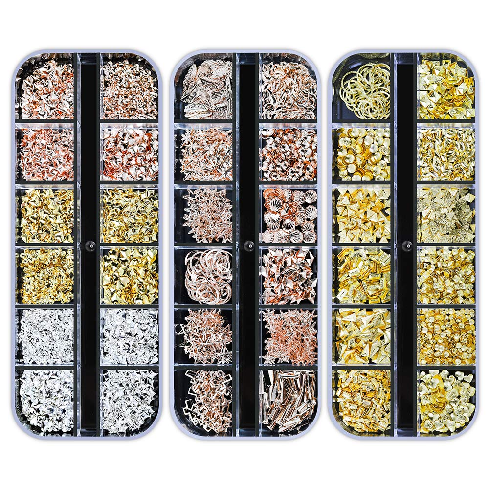Artdone 12 boxes Nail Rhinestones Glitter,Nail Gems Nail Diamonds,Nail Art Studs Nail Crystals Nail Sequins for Nails Kit with 1 Tweezers and 3 Pen for Nail Art Supplies Accessories