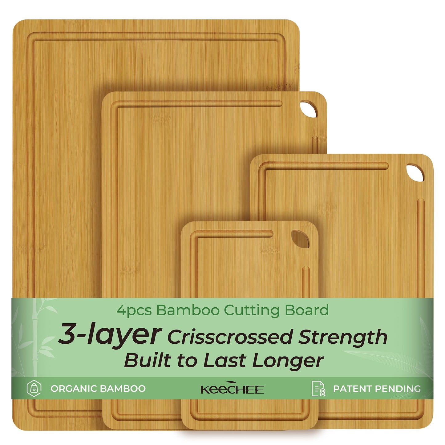Bamboo Cutting Board, Durable Wood Cutting Boards for Kitchen with Deep Juice Grooves & Built-in Handles, Ideal Charcuterie & Chopping for Meat, Vegetables and Fruits Ideal Kitchen Gifts