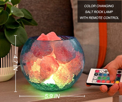 V.C.Formark USB Himalayan Salt Lamp with Remote Control, 16 Colors Lighting & 4 Color Changing Mode Salt Rock Lamp, Used for Holiday Gift, Home Deco, Yoga, Office