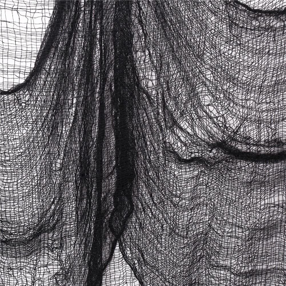 Kijamilee 4 Pack Halloween Creepy Cloths, Scary Spooky Cloth Creepy Gauze, 30 x 120inch Freaky Loose Weave Creepy Cloth, Decoration for Haunted Houses Props Halloween Wall Outdoor Indoor Decor (Black)