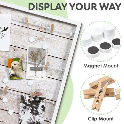 Houseables Picture Board, Photo Board, Photo Display, Picture Collage, Collage Frame, Polaroid Wall Display, Wall Decor, Memory, Postcard, Magnetic, Bulletin, Hanging with Clips, String, Bedroom, 20in