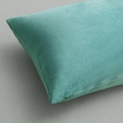 MIULEE Pack of 2 Velvet Soft Solid Decorative Square Throw Pillow Covers - 16x16 Inch Aqua Green