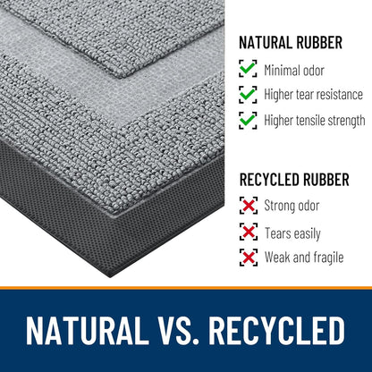 OLANLY Waterproof All-Season Front Door Mat - Sturdy Natural Rubber, Easy Clean, 29.5x17, Ash Gray