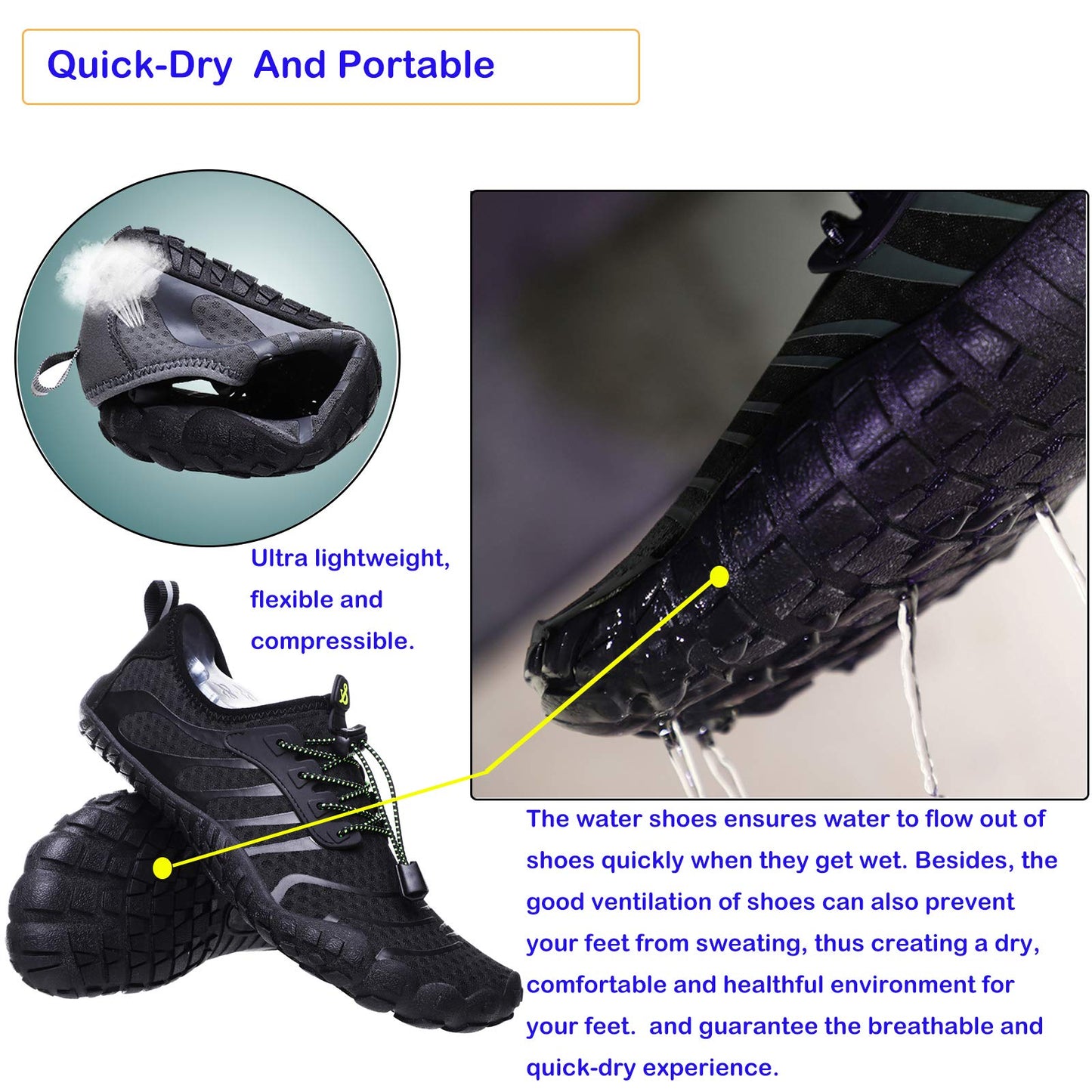 Water Shoes Mens Women Barefoot Shoes Quick Dry Aqua Outdoor Sports for Swim Pool Beach Surf Walk Water Yoga River Lake Hiking Kayaking