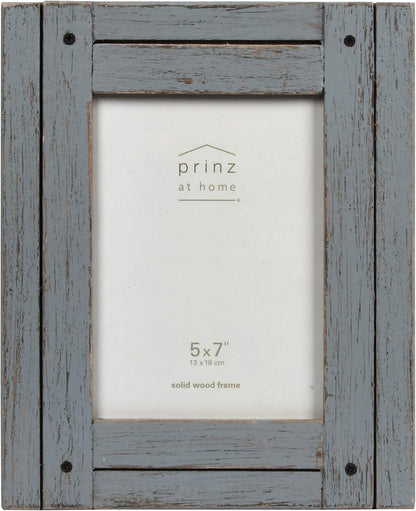 Prinz Homestead Rustic Wood Picture Frame, 5-Inch by 7-Inch, Distressed Finish, Tabletop or Wall Mount