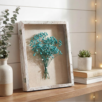 TILBLKUP Shadow Box Frame Display Case 13x16 Shadow Box with Linen Back, Real Glass Window Door with Hinge, Picture Frame for Memorabilia Medals Wedding Bouquet Collections, Memory Box for Keepsakes