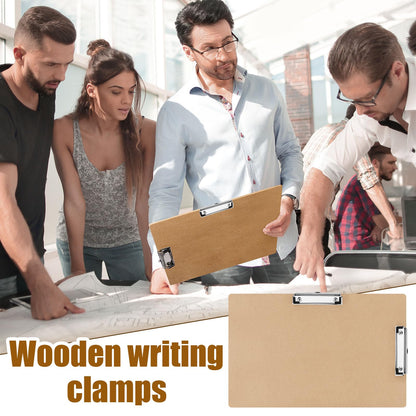 Henoyso 16 Pcs 11 x 17 Clipboards Wooden Lap Boards with Low Profile Clip Double Clip, Extra Large Landscape Hardboard Drawing Boards Horizontal Brown Clipboard for Drafting Board & Sketch Board Use
