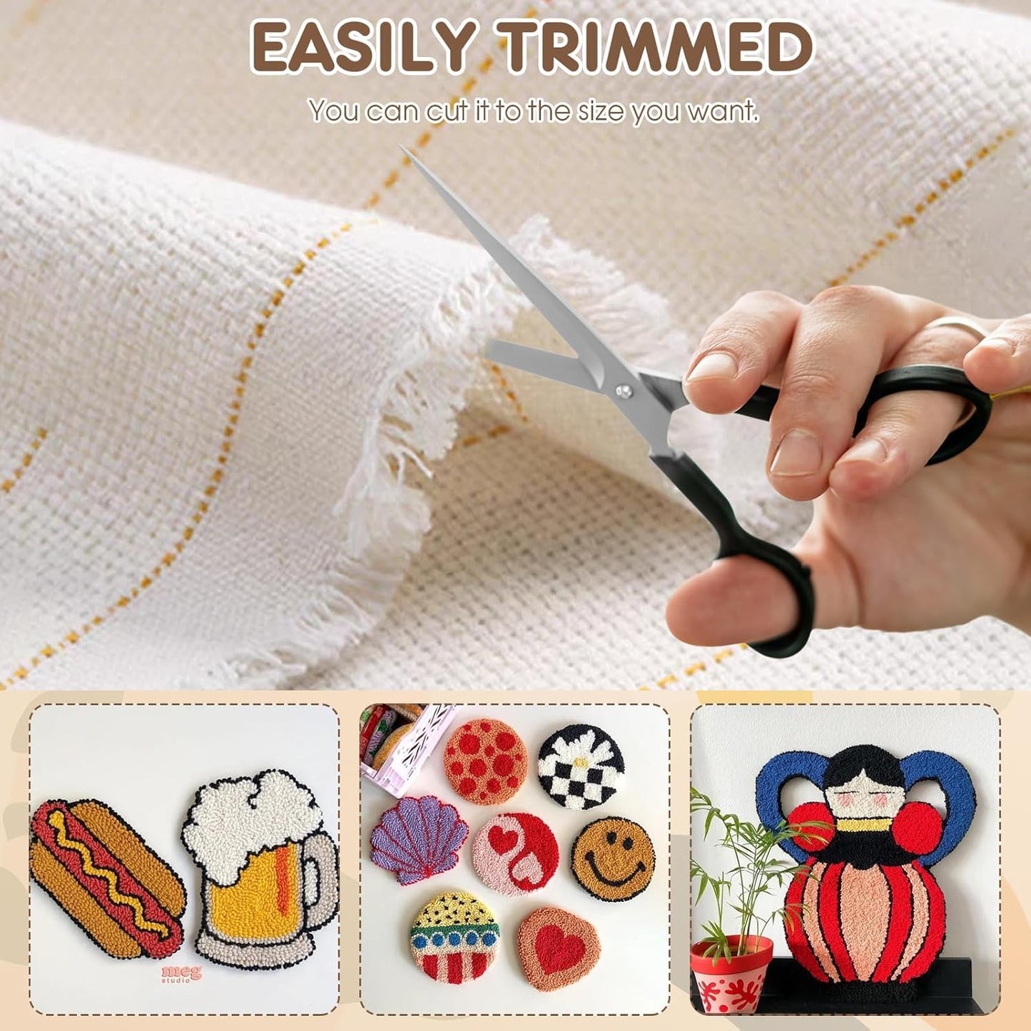 2PC 40"x40" Inch Premium Tufting Cloth with Marked Lines, Monks Cloth for Tufting Gun Rug Tufting, Rug Tufting Supplies Punch Needle Fabric for Art Hand Making DIY Craft Decoration