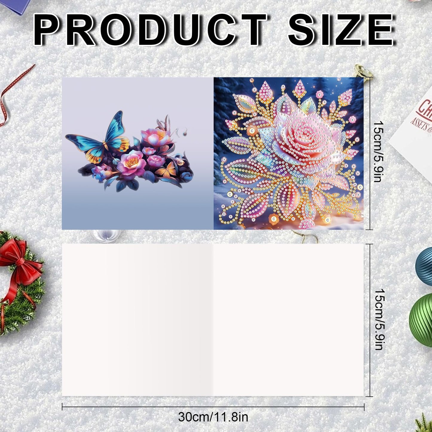 JZHYOAN 6Pcs Diamond Painting Cards Birthday Greeting Cards for Holidays Celebrations Diamond Art Card with Envelopes Crystal Arts Craft DIY Flower Gem Art Gem Painting Mosaic Kit for Adults