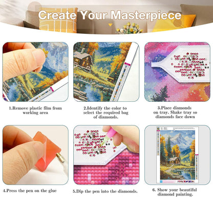 Axquilon Diamond Art Kits for Adults - 3 Pack Landscape Diamond Painting Kits for Adults, 5D Round Full Drill Landscape Gem Art, Paint by Diamonds Pictures DIY Crafts Kits 12x16inch
