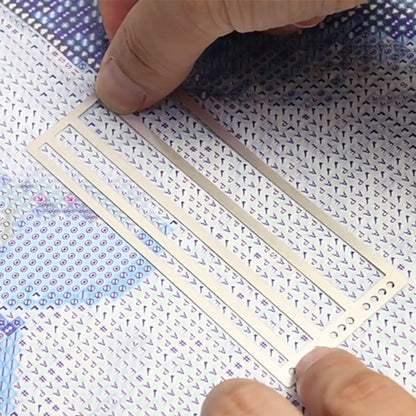10 Pieces Diamond Painting Ruler Stainless Steel DiamondArt Ruler Alignment Tool, 1/2/3/4 Row for Round and Square Diamond Painting Tools for Full or Partial Diamonds, Diamond Painting Guide