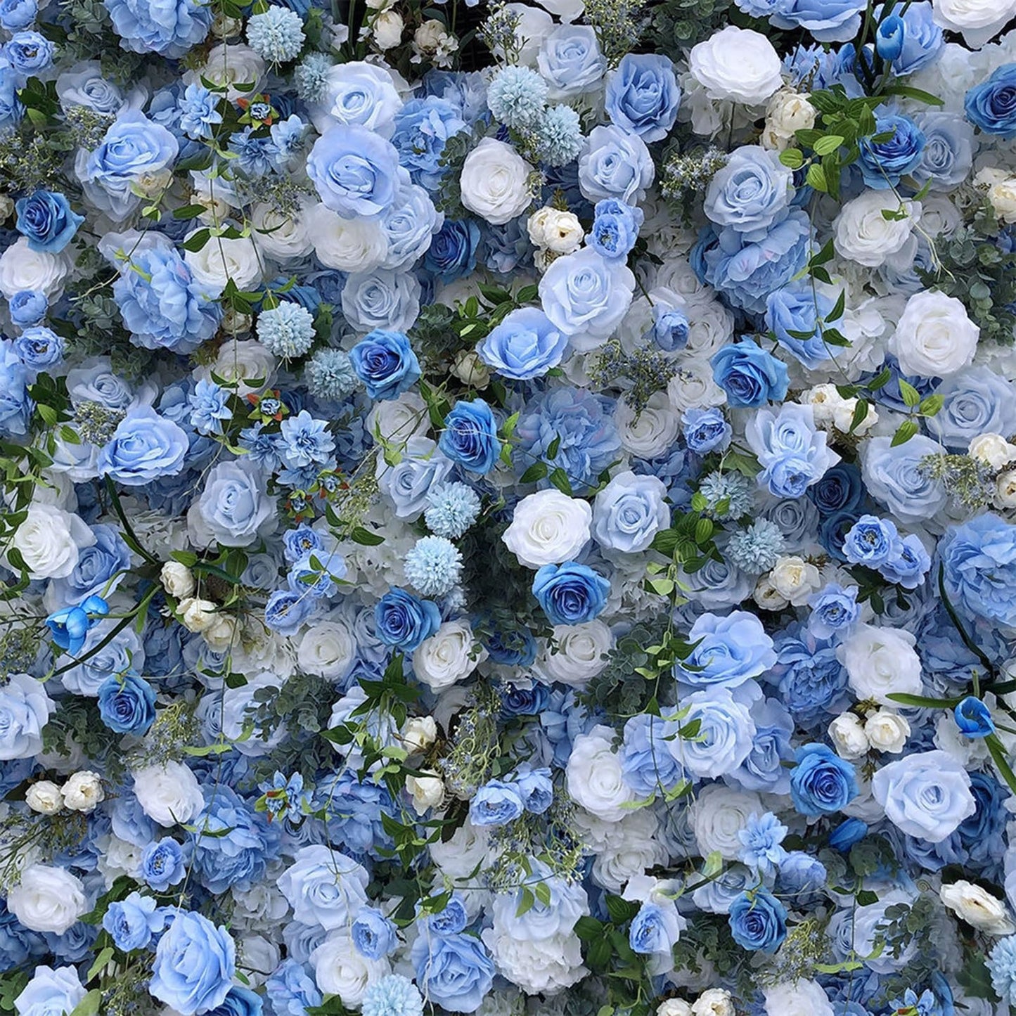 Handmade Blue Roses Wall Large Artificial Flower Wall Backdrop Panels,Rose Wedding Backdrop 3D Floral Wall Fabric Flower Wall For Party Baby Shower Bridal Wedding Background D,3m*3m/10*10FT