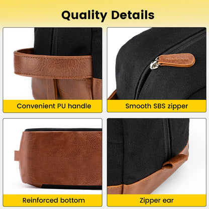 Vorspack Toiletry Bag Hanging Dopp Kit for Men Water Resistant Canvas Shaving Bag with Large Capacity for Travel- Black