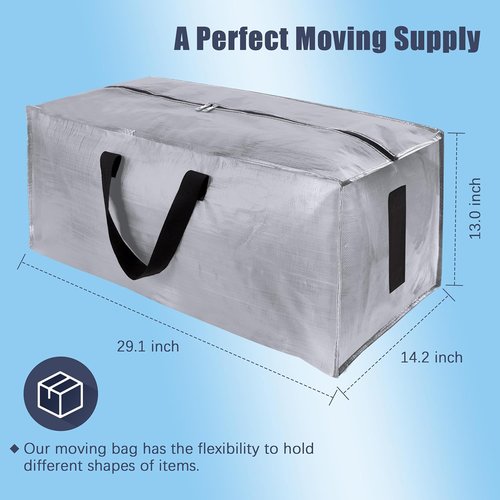HOMESURE Large Water-Resistant Storage Bags - Heavy Duty with Zippers & Handles | 4 Pack, Silver