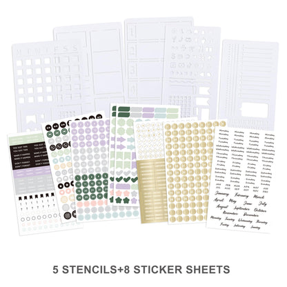 &And Per Se Dotted Journal Kit – Journaling set with Dotted Notebook, Stencils, Stickers, Washi Tapes & Colored Pens for Beginners (Pink)