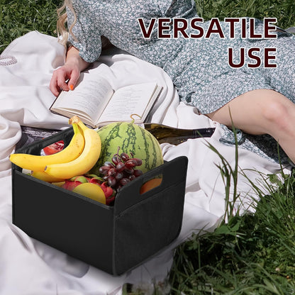 12 Bottle Wine Carrier - Collapsible Premium Felt Tote with Handles for Travel, Party, Picnic, Black