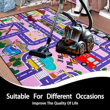 3x5 Car Rugs for Kids Toy Cars - Car Track Carpet for Boys Road Rug for Bedroom Road Map Carpet for Kids Toy Play Mat