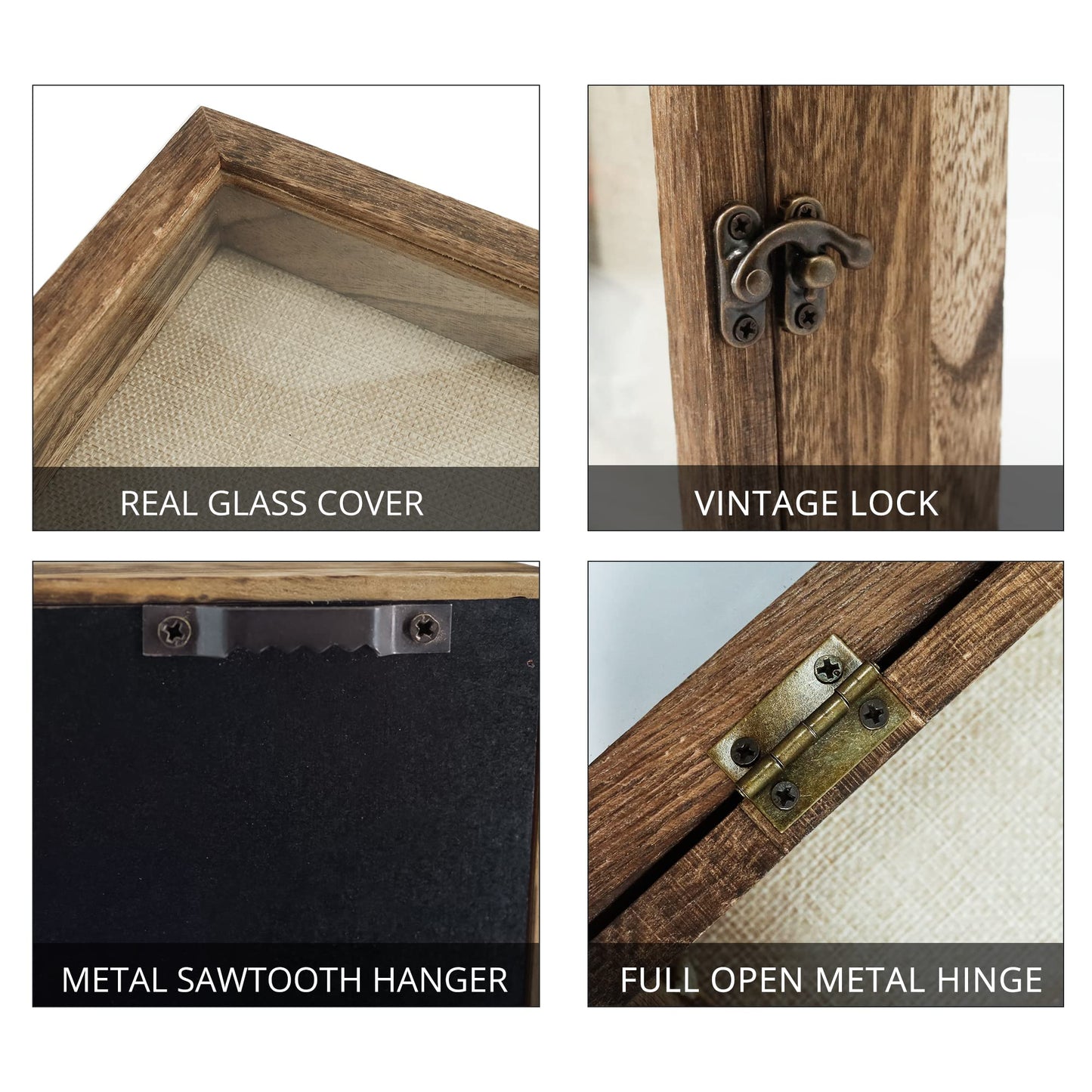 GraduatePro Shadow Box Frame 11x14 Display Case with Linen Back, Real Glass Window Door with Hinge, Picture Frame Wedding Bouquet Memorabilia Medals Photos Memory Box for Keepsakes, Carbonized Black