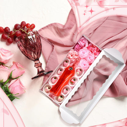 Chivertion 20 Pack Mother's Day Rose and Wine Box for Gifts 20" X 7" X 4" Cookie Bakery Boxes With Window Rectangle Extra Large Treat Boxes for Strawberries Chocolate Cake