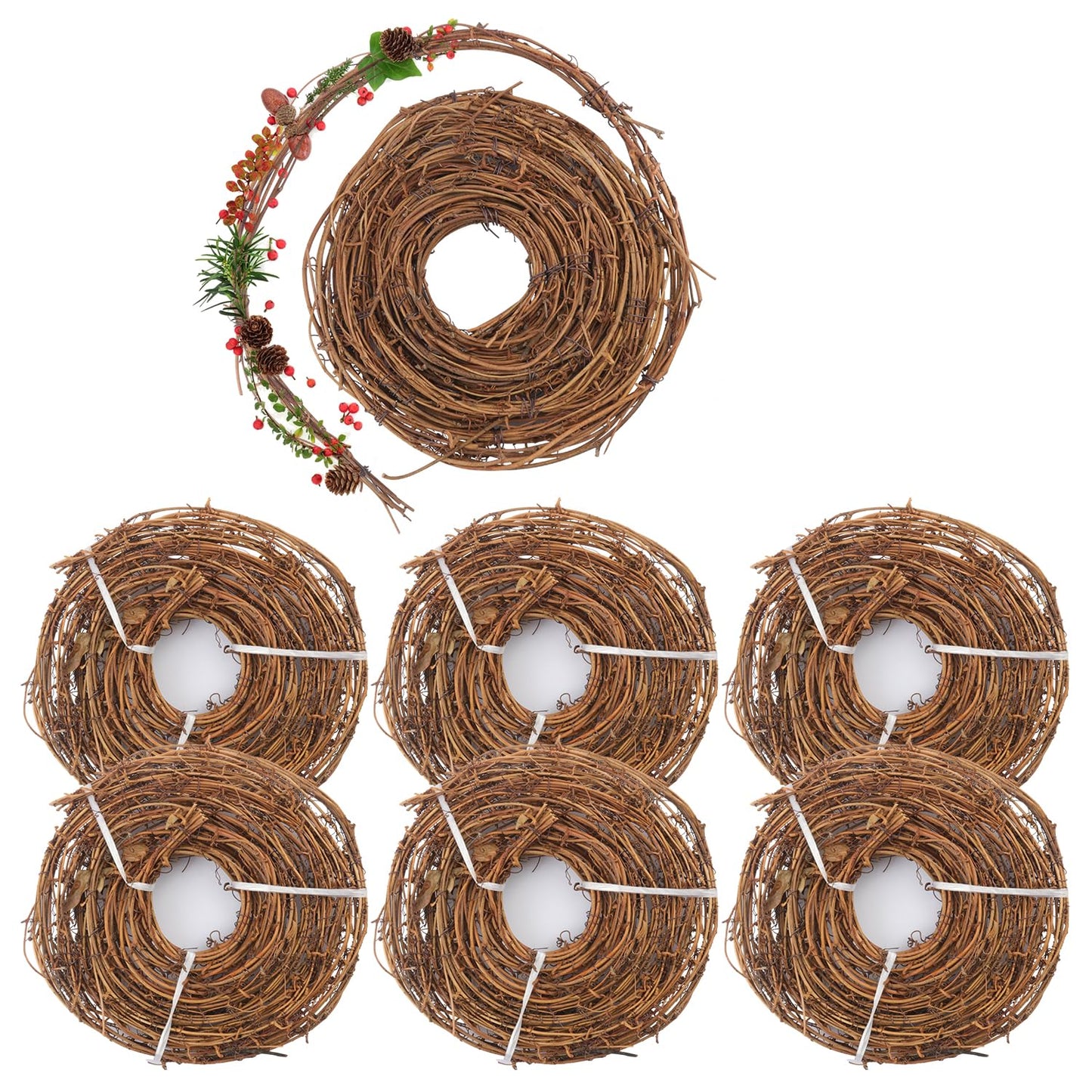 KUKLIPJIM 7 PCS 15 Feet Grapevine Wreath,Natural Grapevine Garland, DIY Twig Wreaths for Crafts, Outdoor and Indoor Home Décor, Wedding, Holiday, and Party Decoration(Total 105 FT)