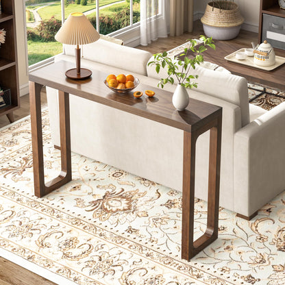 ENPKLUTE Solid Wood Console Table - Narrow Entryway Table, 47.2 Inch Sofa Tables Behind Couch, Farmhouse Console Tables for Entryway, Hallway, Living Room, Foyer, Easy Assembly - Walnut