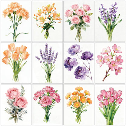 Caydo 12 Pack Flower Themed Diamond Painting Kits for Adults - Full Drill 5D DIY Paint Gem Art - A Relaxing Craft for Home Wall Decor(6x6inch)