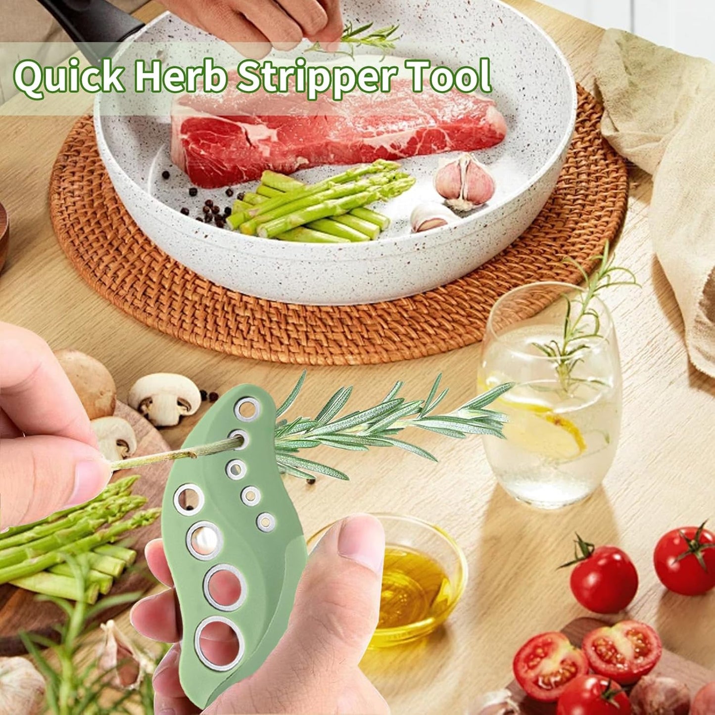 Generic 9 Herb Stripper Tool Holes with Herb Cutter, Herb Stripper Cutter Tool, Stainless Steel Kitchen Herbs Leaf