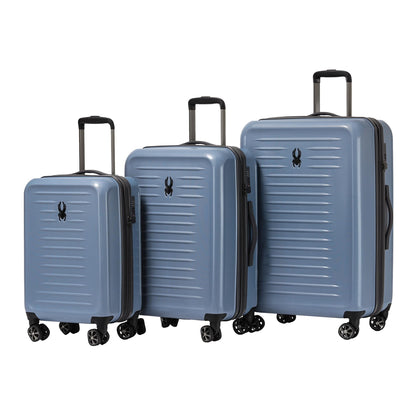Spyder Rails Expandable Hardside Upright Suitcase with 360° Spinner Wheels, TSA Approved Lock (Denim, 3-Piece Set)